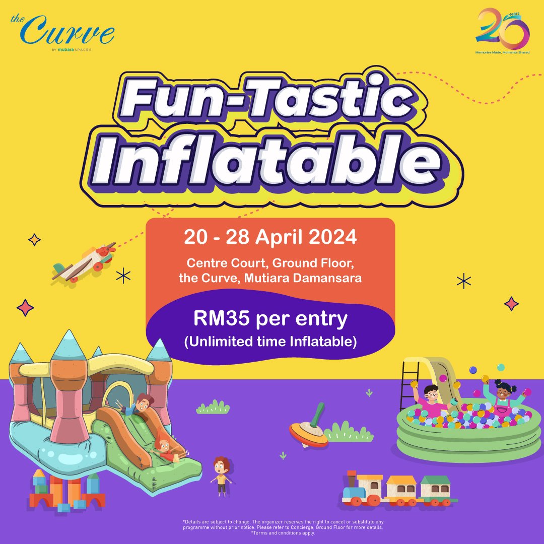 Bounce into fun!  We've extended the inflatables at the Curve all the way until 28th April 🥳

#theCurve #theCurvemall #theCurveMutiaraDamansara #funtasticinflatable #inflatableattheCurve