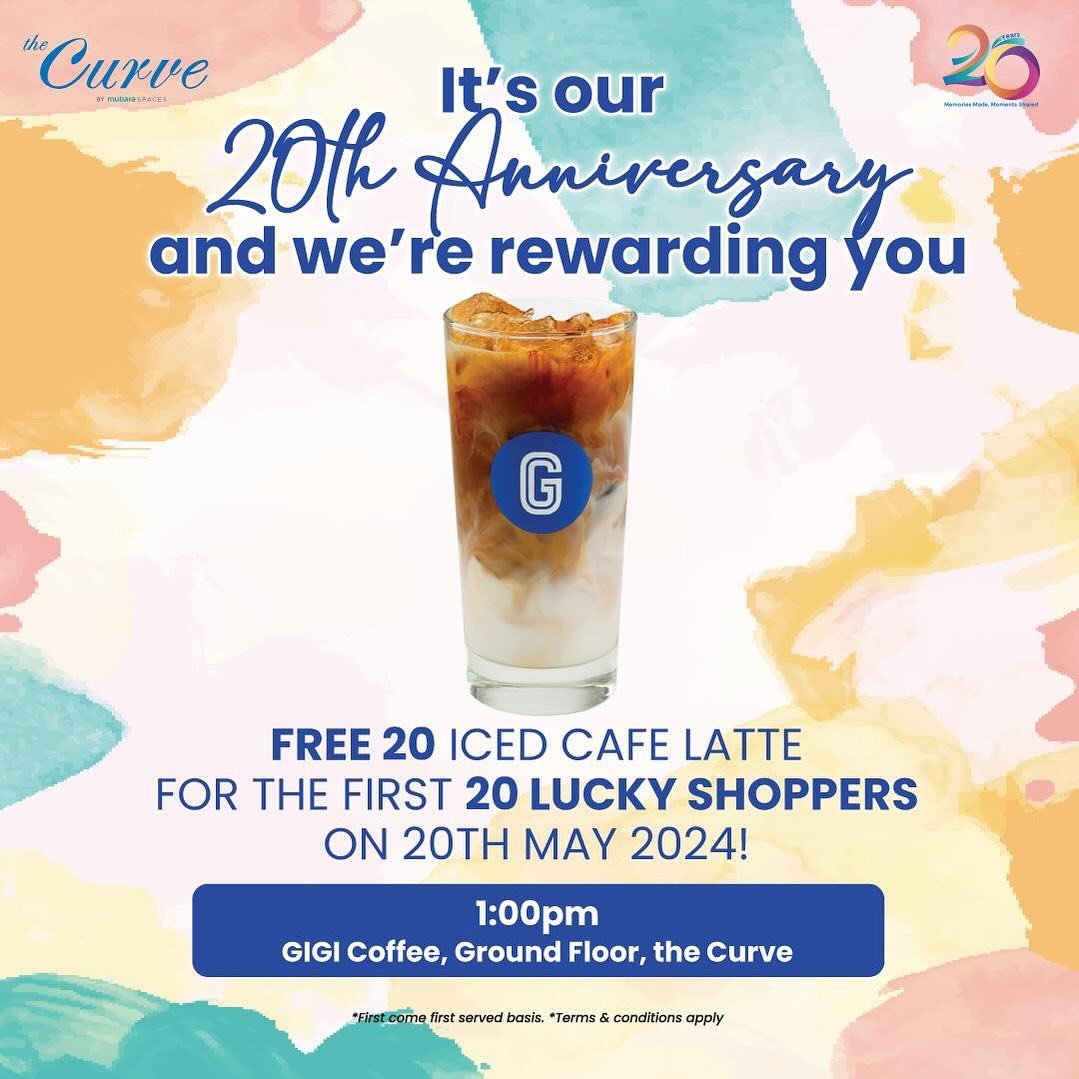 Our May giveaway is here! Be one of the first 20 shoppers and enjoy a free caf&eacute; latte ☕️ on us! 🛍️✨

See you soon! 🤩

#theCurve #theCurvemall #theCurveMutiaraDamansara #theCurve20thAnniversary
