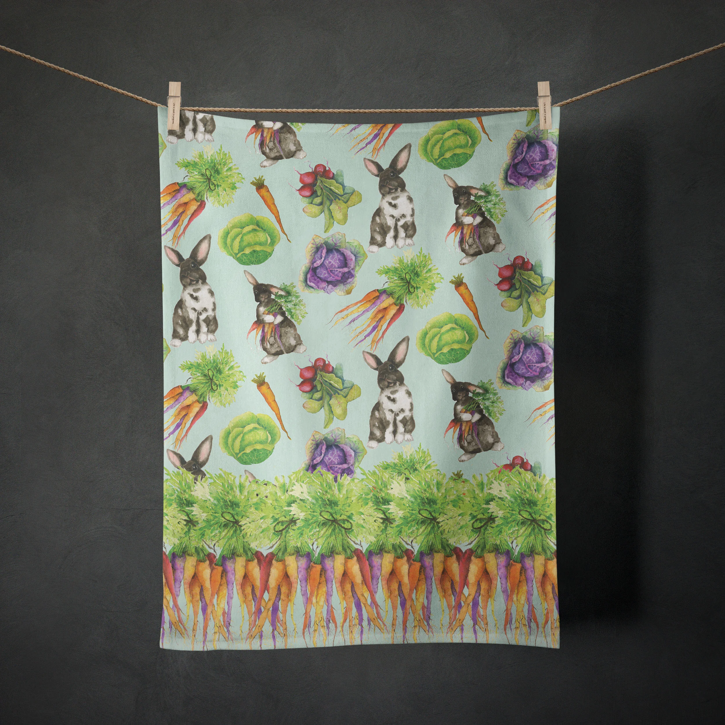 This a one of the prints that I have worked on. The bunny was a natural when I was thinking about the elements that would be in this pattern. These Tea Towels will be available in my Spoonflower Store or Roistry