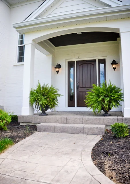 Stamped Concrete Front Entryway/Porch, Steps, and Walkway