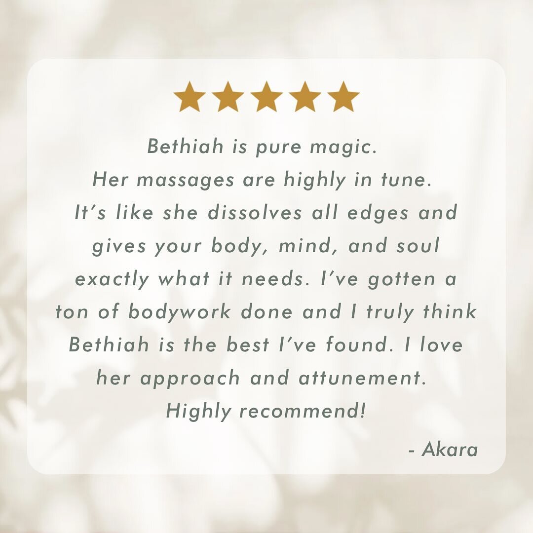 Thank you Akara 🙏🏽🤍✨ 

Esalen&reg; &bull; Deep Tissue &bull; Prenatal &bull; Reiki
Houseofthehome.com
Online booking available for both Santa Cruz and Oakland 🤲🏽 

#massage #esalen #esalenmassage #reiki #santacruz #oakland #bayarea #wellness #se