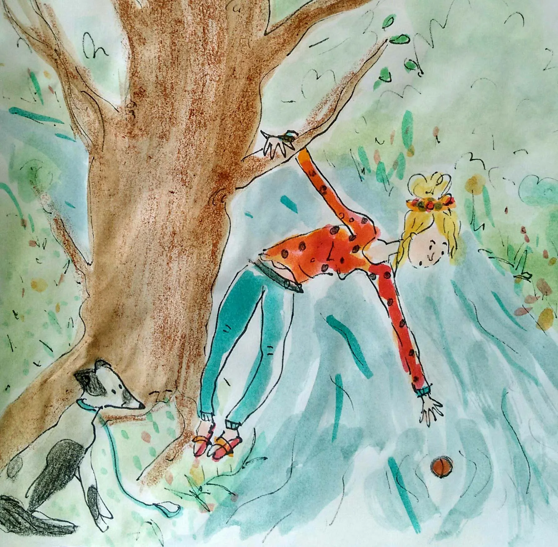 Illustration: JItske Wadman, “With the Dog of my Sister”