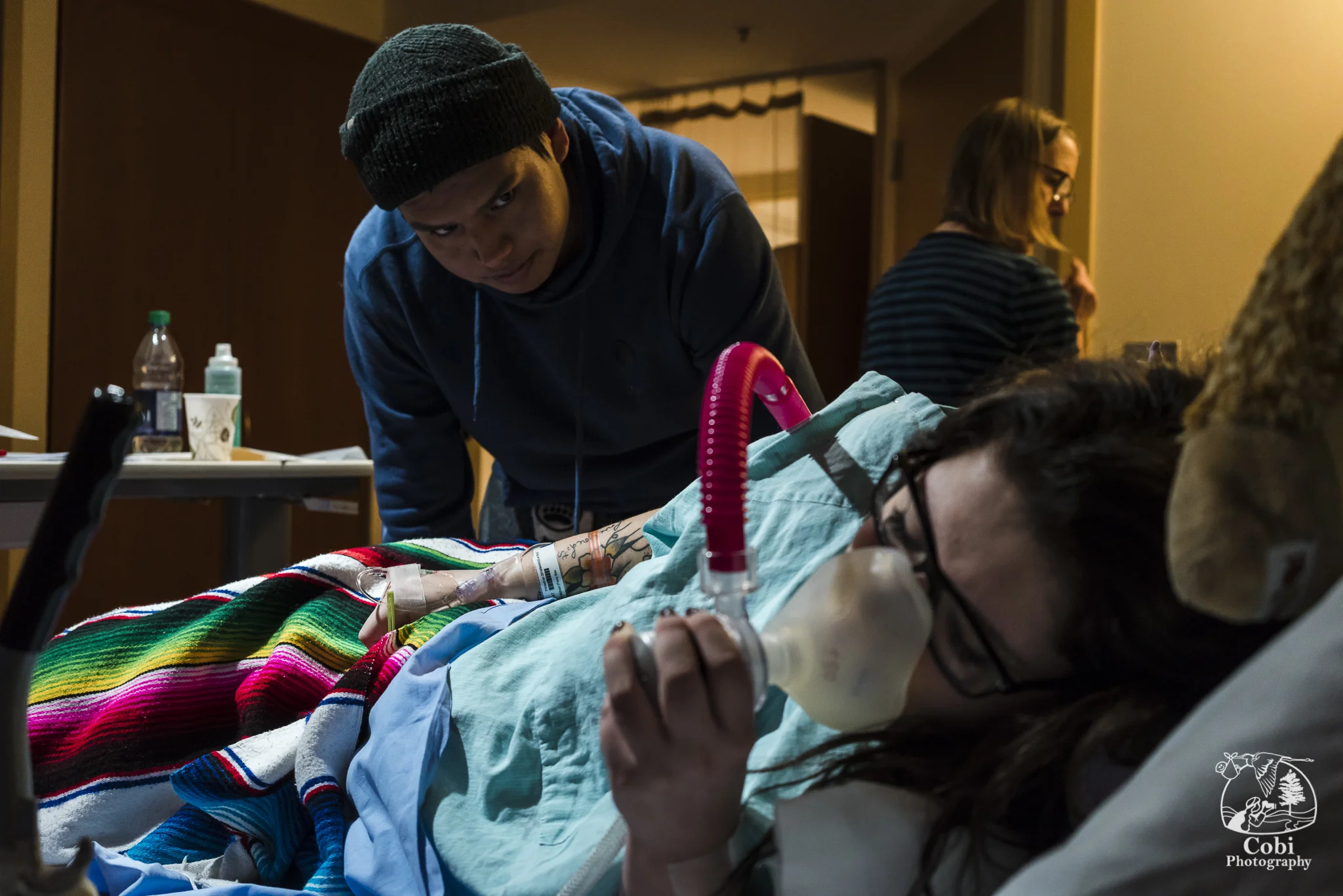 Back rubs and nitrous oxide helped this mama get through some of her labour.