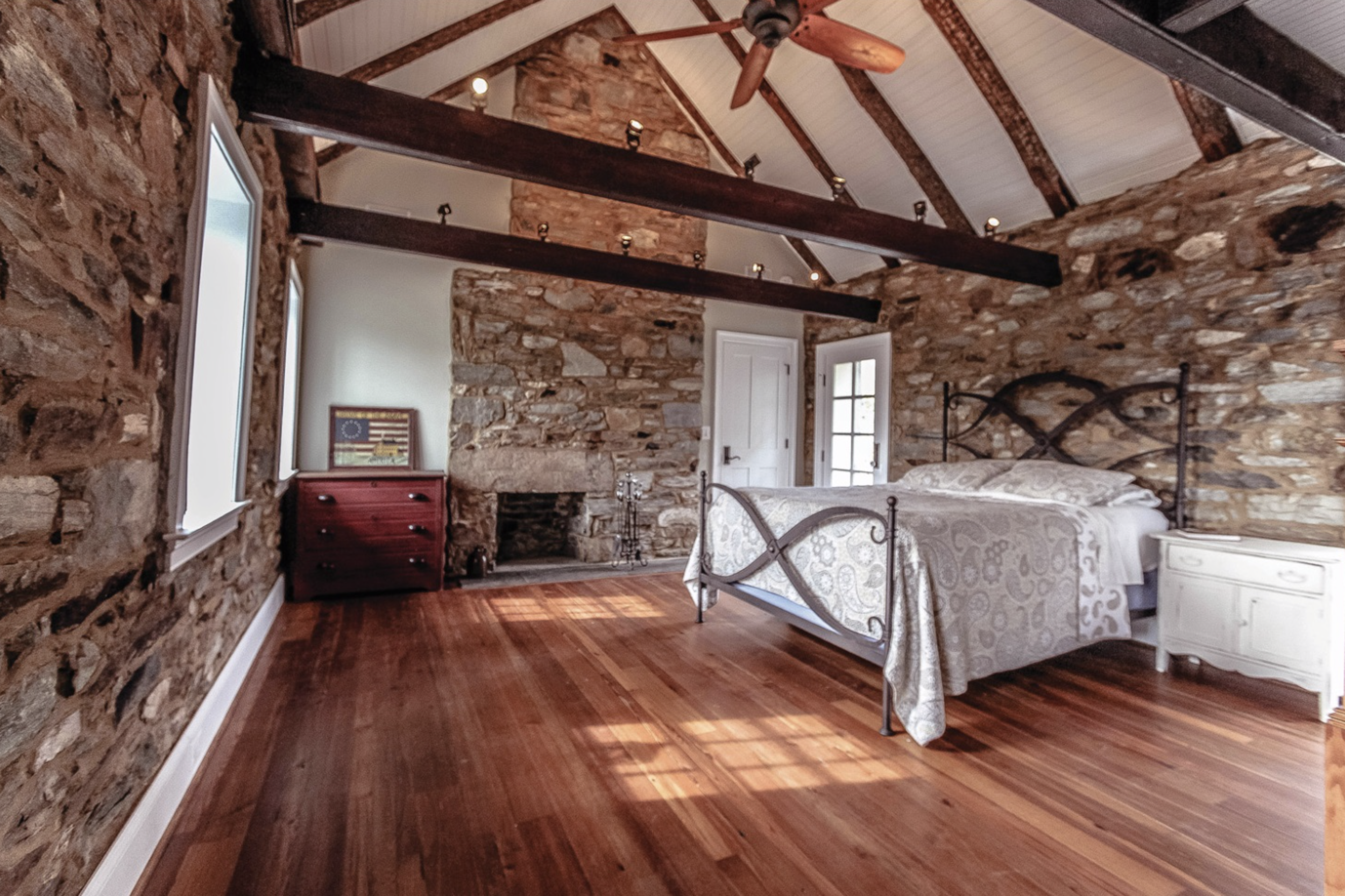 beautiful stone historic home bedroom renovation