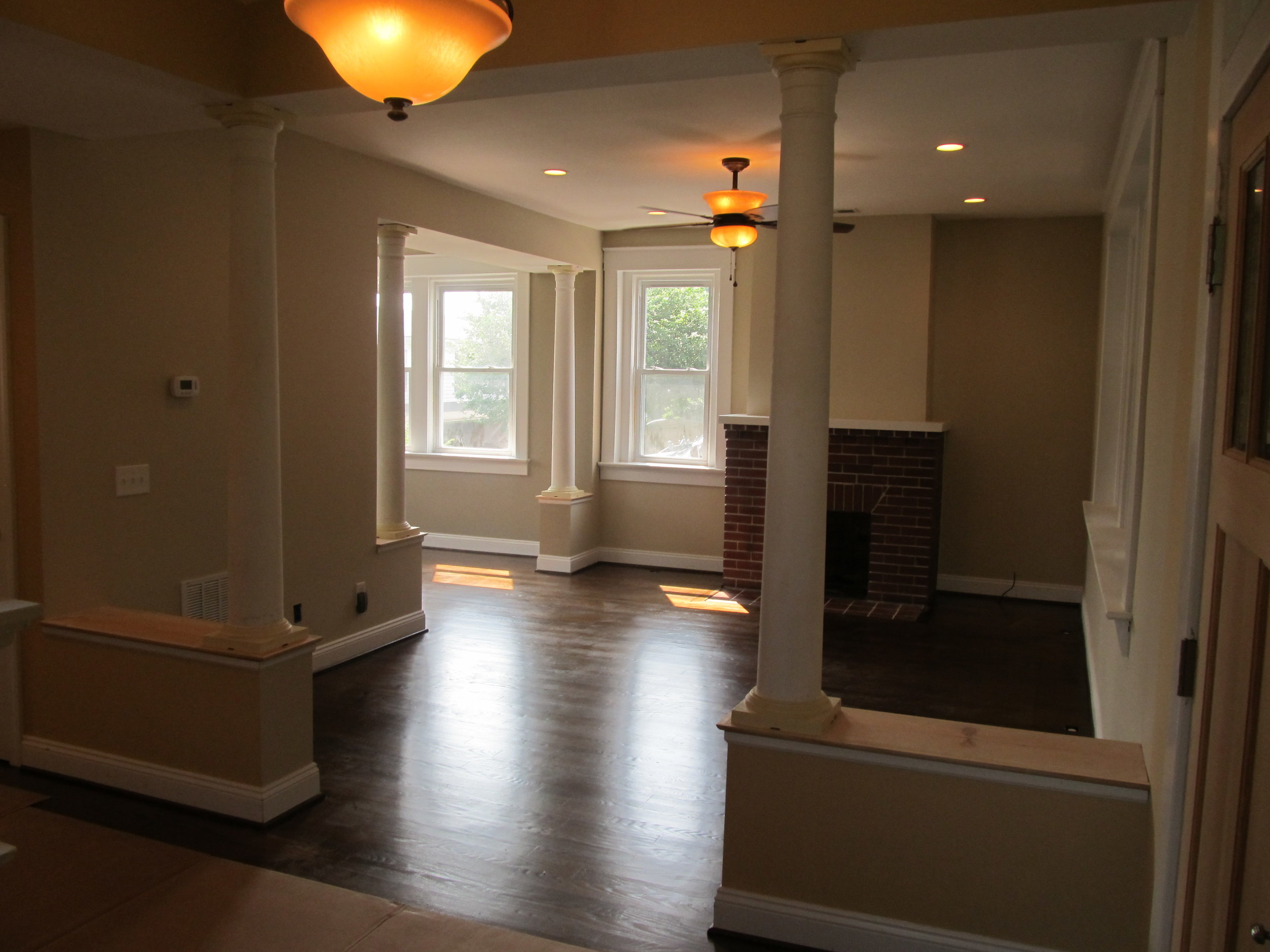 Blue Wall Yellow Door Home Living Room After Renovation Photo