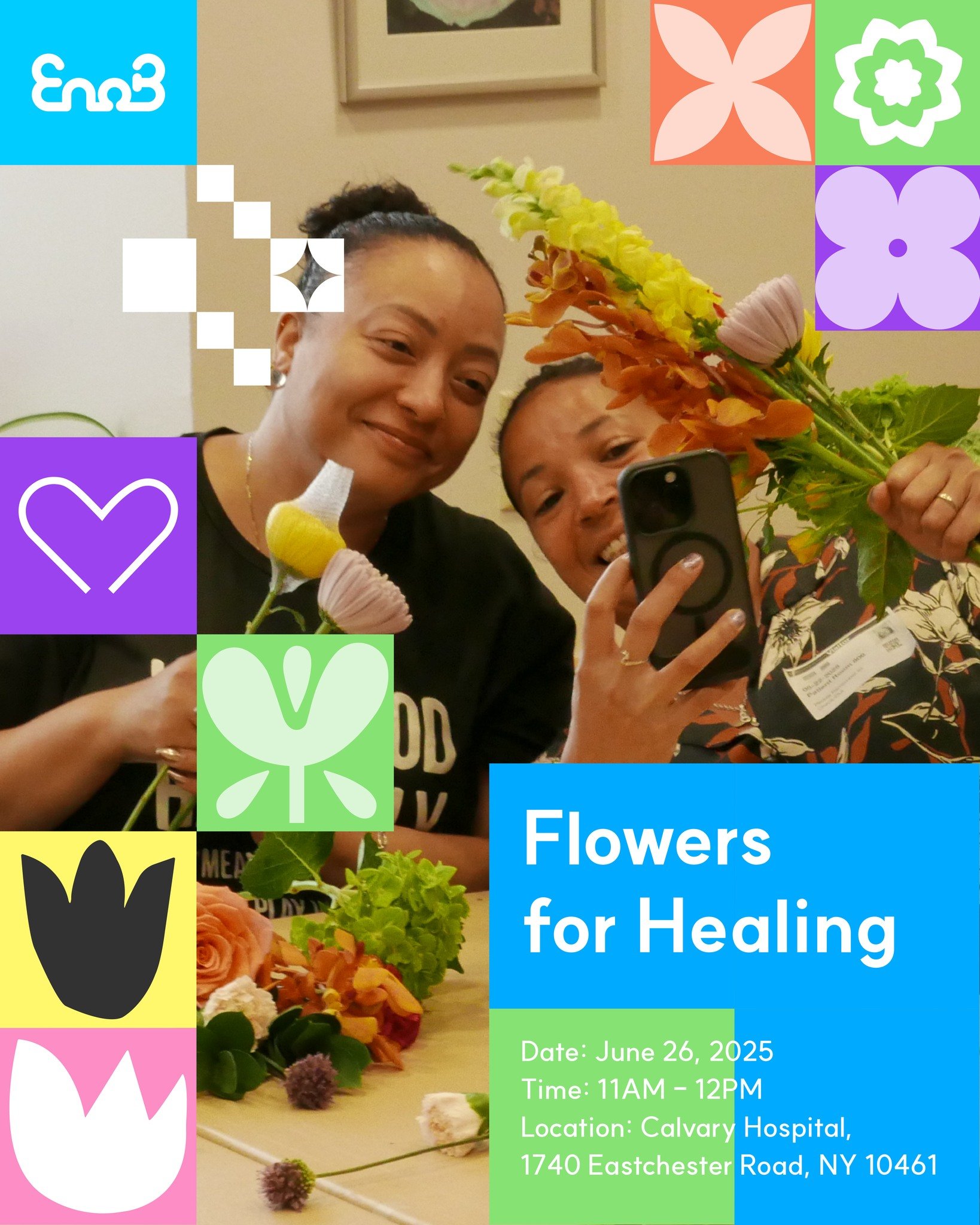On June 26, EnoB's Flowers for Healing class will be held at Calvary Hospital in the Bronx, a hospice-specialized facility that provides palliative care for adults with advanced cancer and other serious illnesses. Led by florist Alice Kil, the class 
