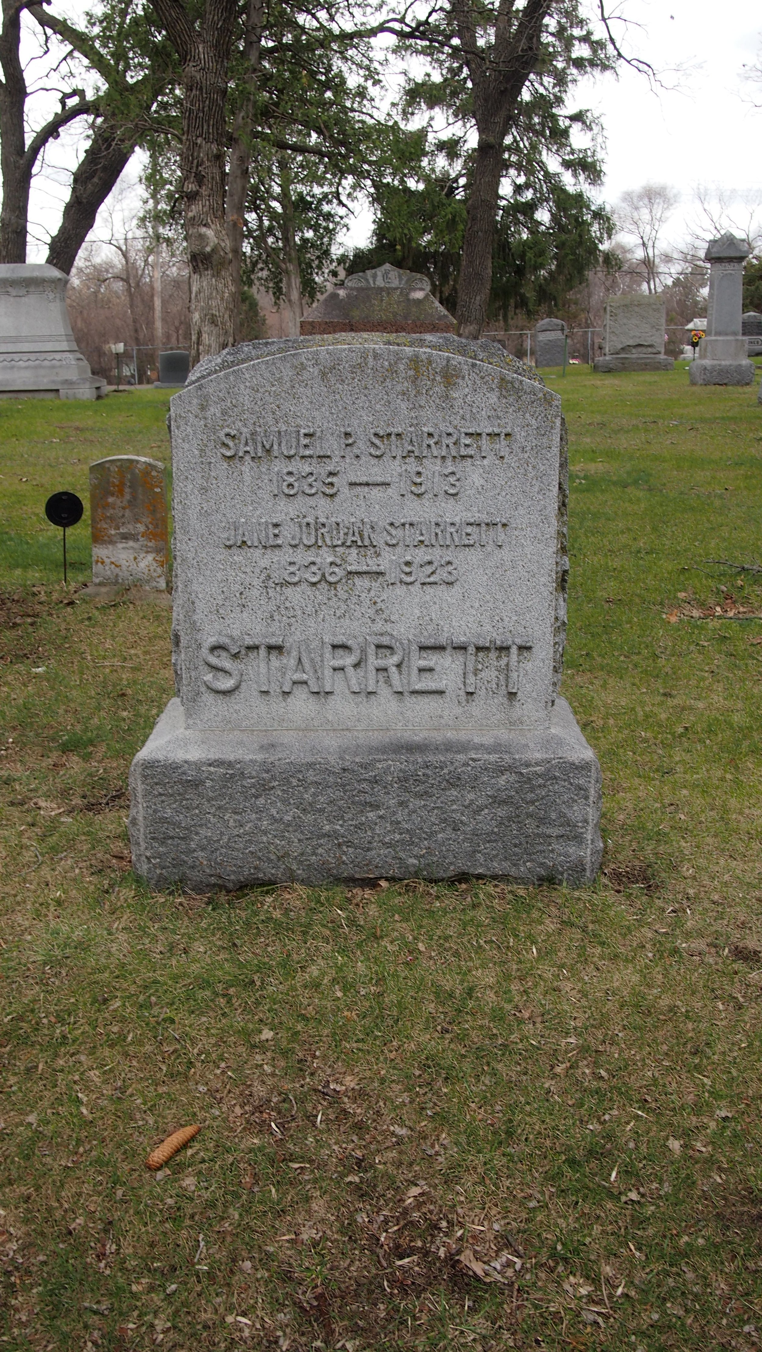 Sam and Jane Starret Grave at Forest Hill Cemetery, Anoka