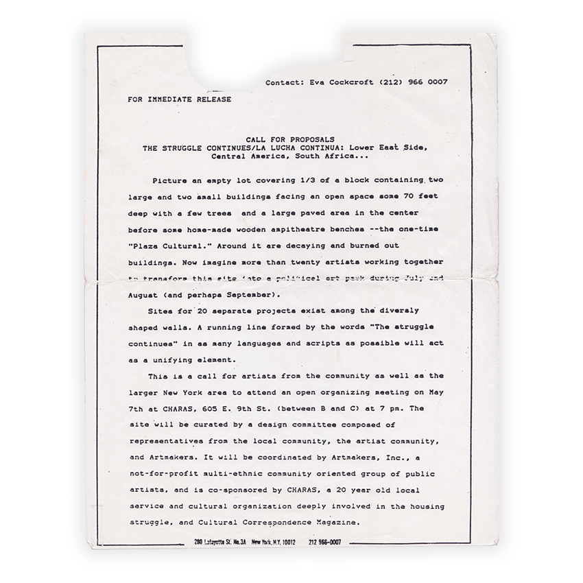 Call for Proposals for La Lucha Continua Courtesy of Karin Batten