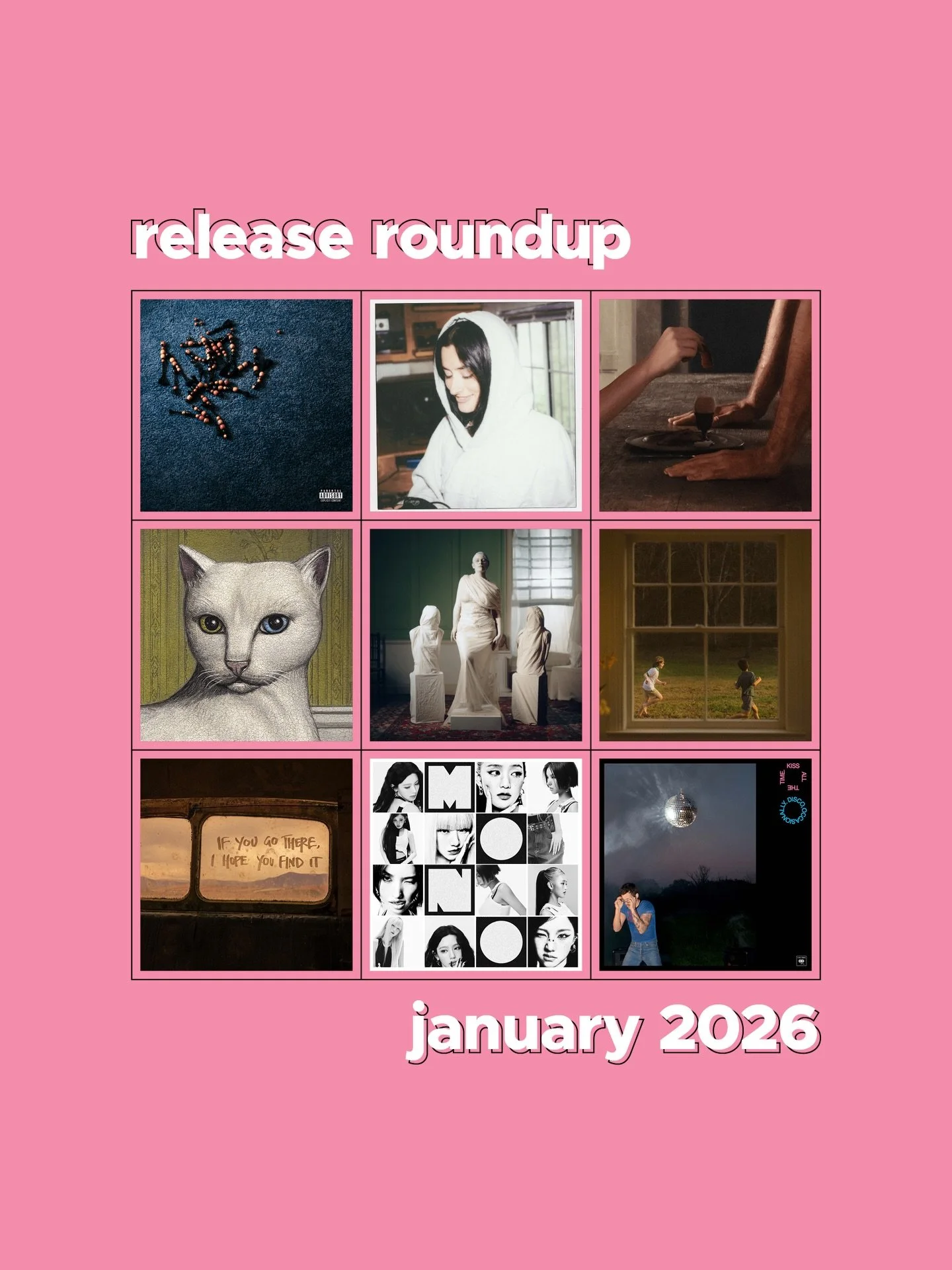 one month down, 11 more to go 🪩 first release roundup of 2026 is up now - link in bio!