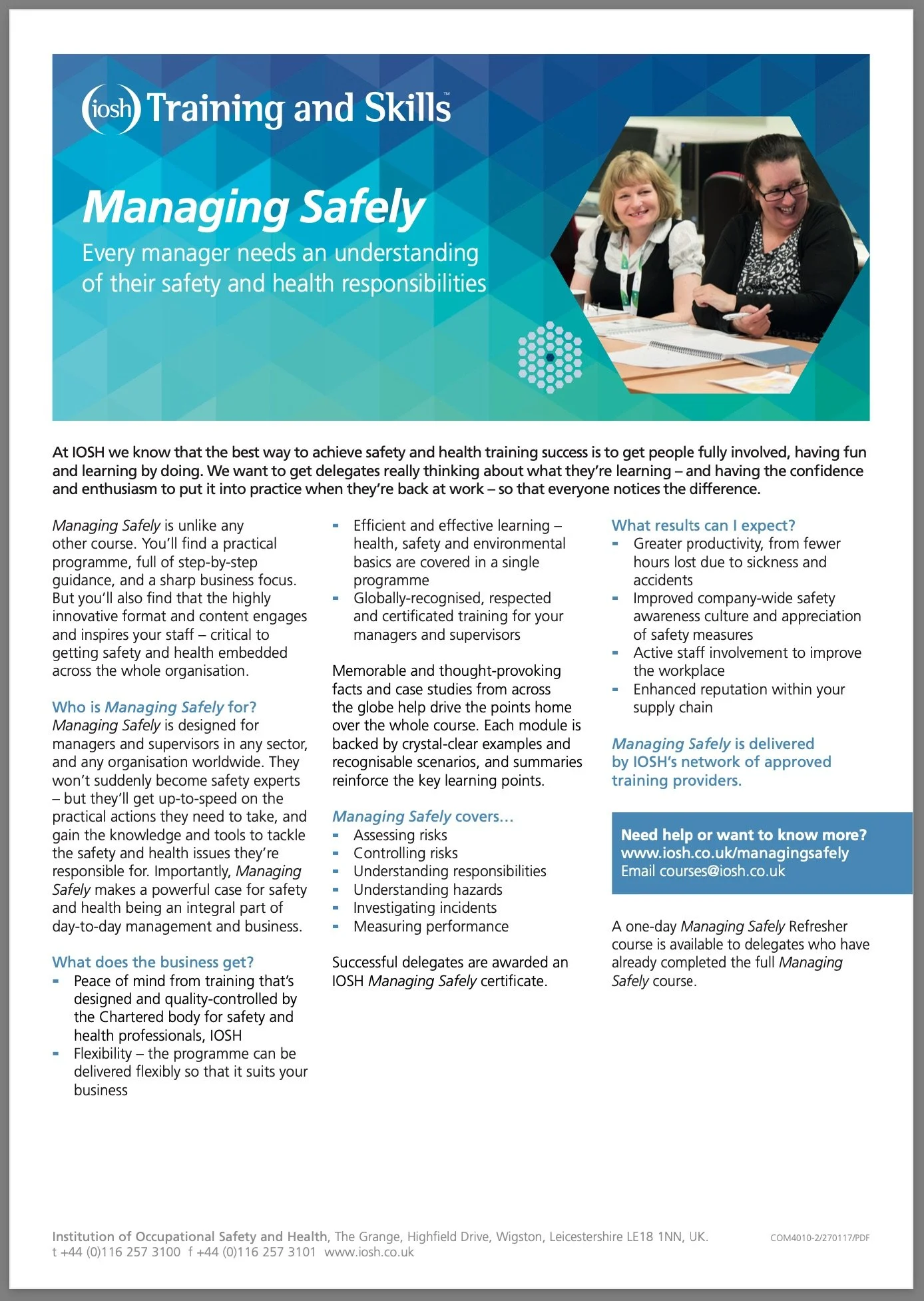 PCR Global IOSH Managing Safely Training