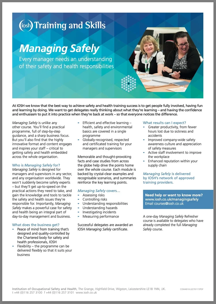 PCR Global IOSH Managing Safely Training
