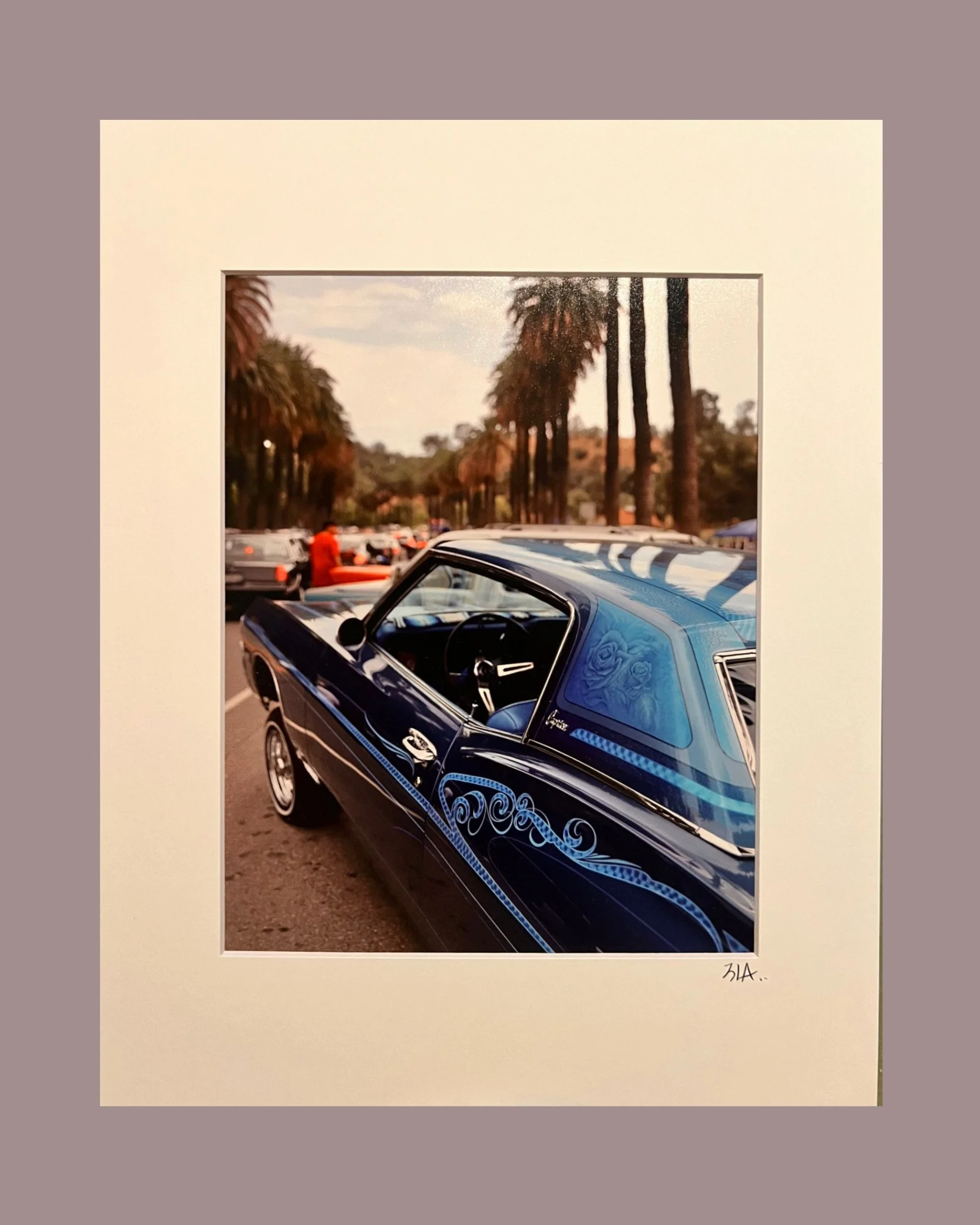 Blue Rose mural lowrider