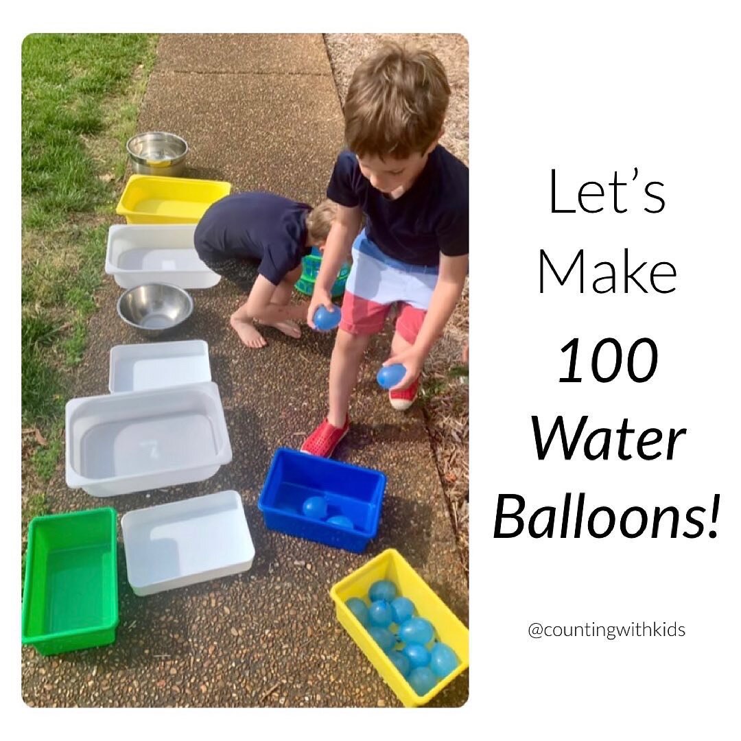 Counting to 100 can feel like a tedious task... unless there are water balloons involved! 💦🎈☀️ 🎉
⠀⠀⠀⠀⠀⠀⠀⠀⠀
Invite your kiddos to count out 100 water balloons and then let them play! That&rsquo;s it!
✅ Counting to 100
✅ Fun water play
⠀⠀⠀⠀⠀⠀⠀⠀⠀
➡️ 
