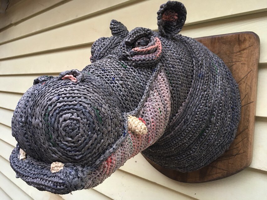 Plarn hippo head