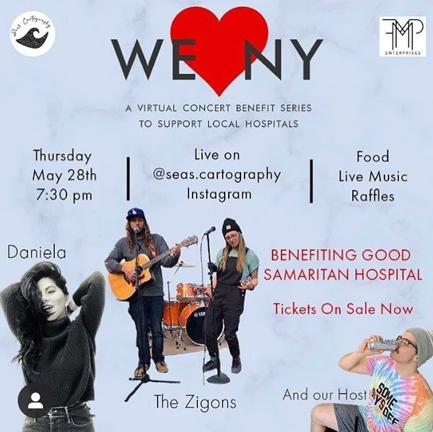 Super excited to announce we will be doing a virtual show this Thursday at 7:30 live on @seas.cartography Instagram hosted by the one and only @thestokedbrogi We will be doing cheese boards/wine and a show benefiting good Sam hospital. For tickets cl