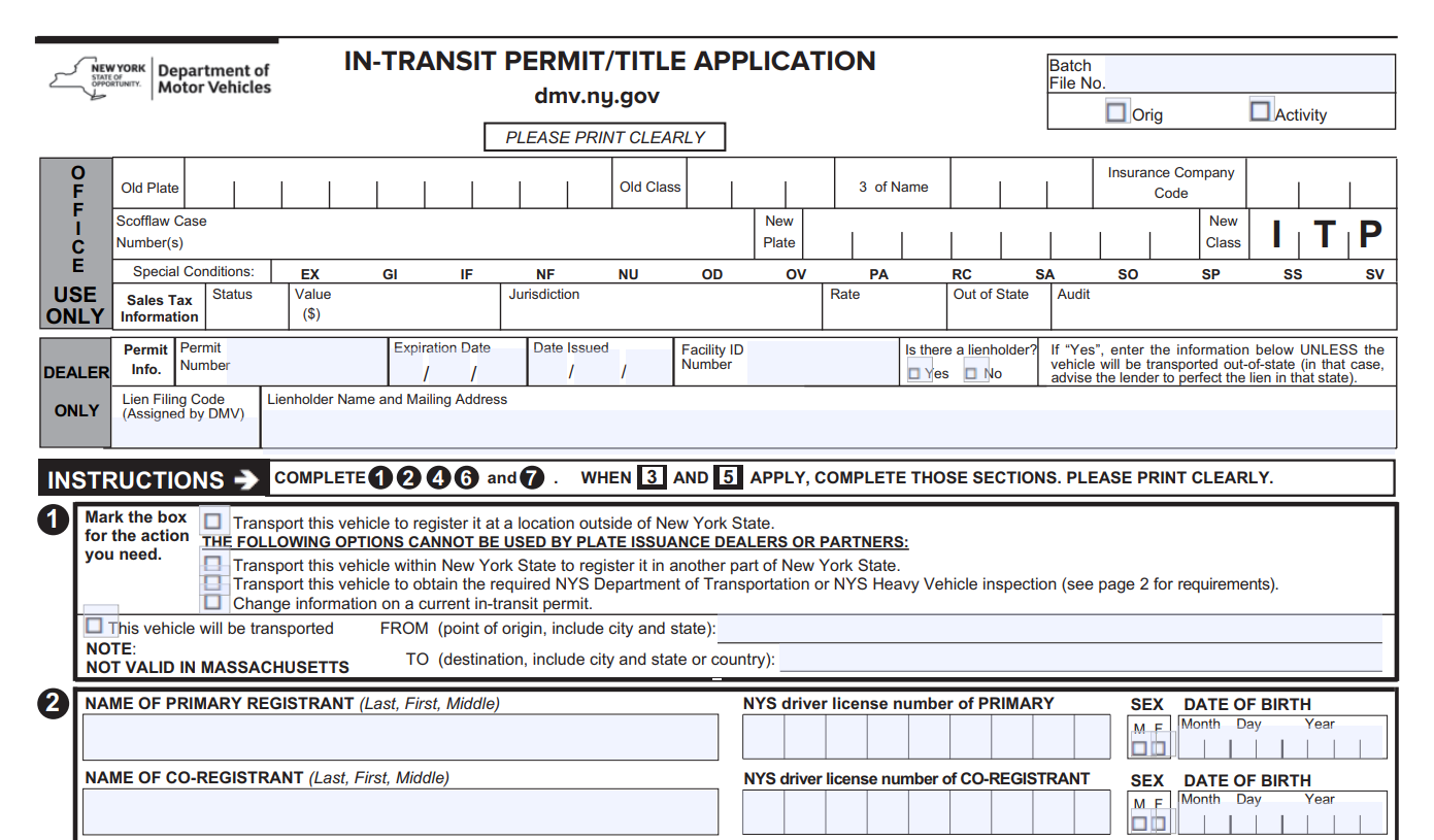 MV-82 ITP : In-Transit Permit Form