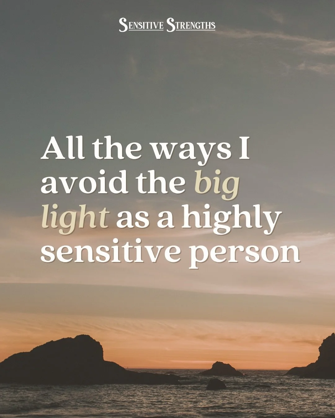 Is overhead lighting your worst enemy?&nbsp;

It&rsquo;s so harsh and impersonal.&nbsp;

Highly sensitive people are often more aware of bright lights and can feel easily overstimulated by them.&nbsp;

That&rsquo;s why we often prefer soft, cozy ligh