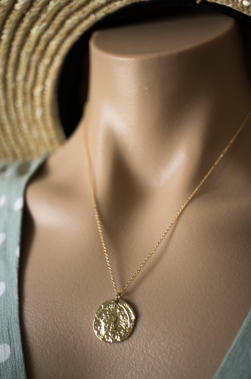 14K Gold Dipped Hammered Coin Necklace 