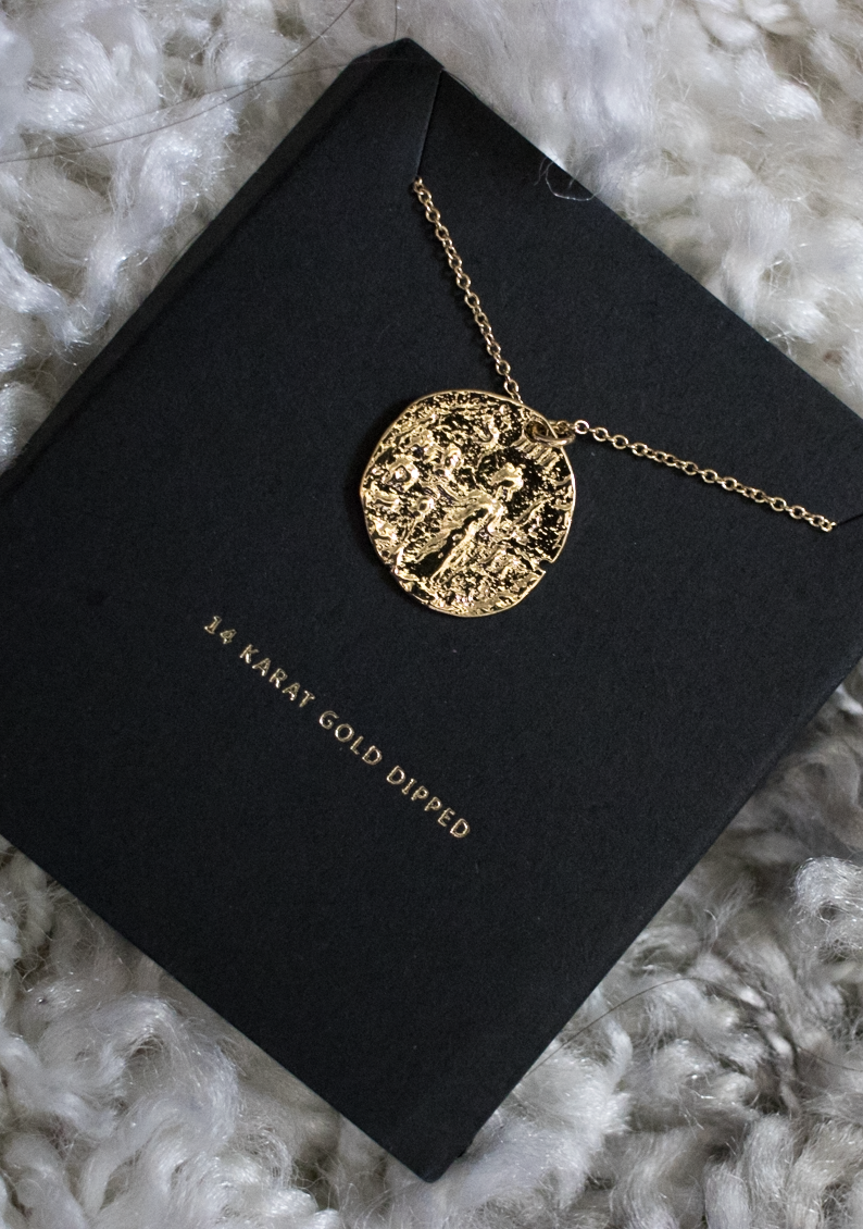 14K Gold Dipped Hammered Coin Necklace 