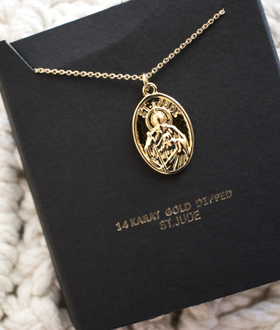 14K Gold Dipped Saint Jude Pendant 