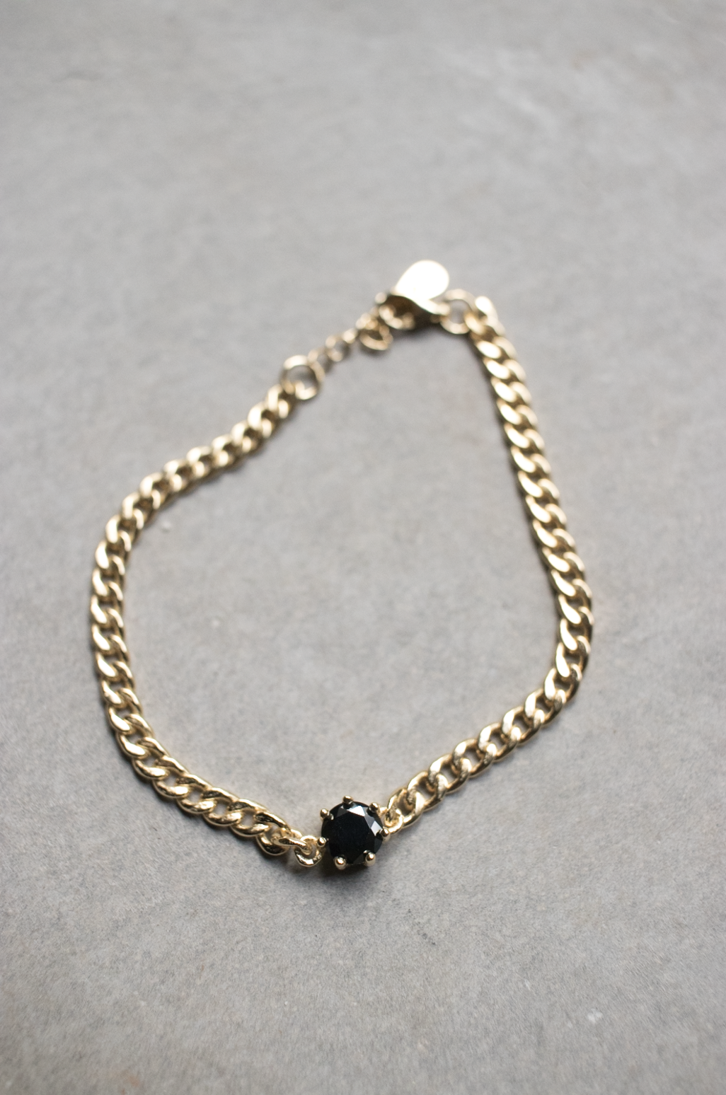Gold Chain Onyx Stone Bracelet - 14K 