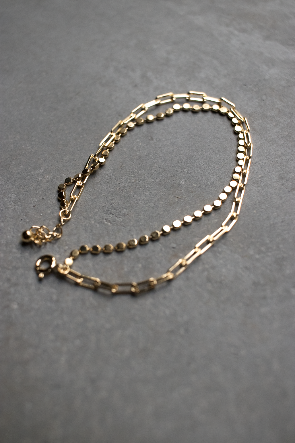 Double Mirror Chain Bracelet -14K Gold 