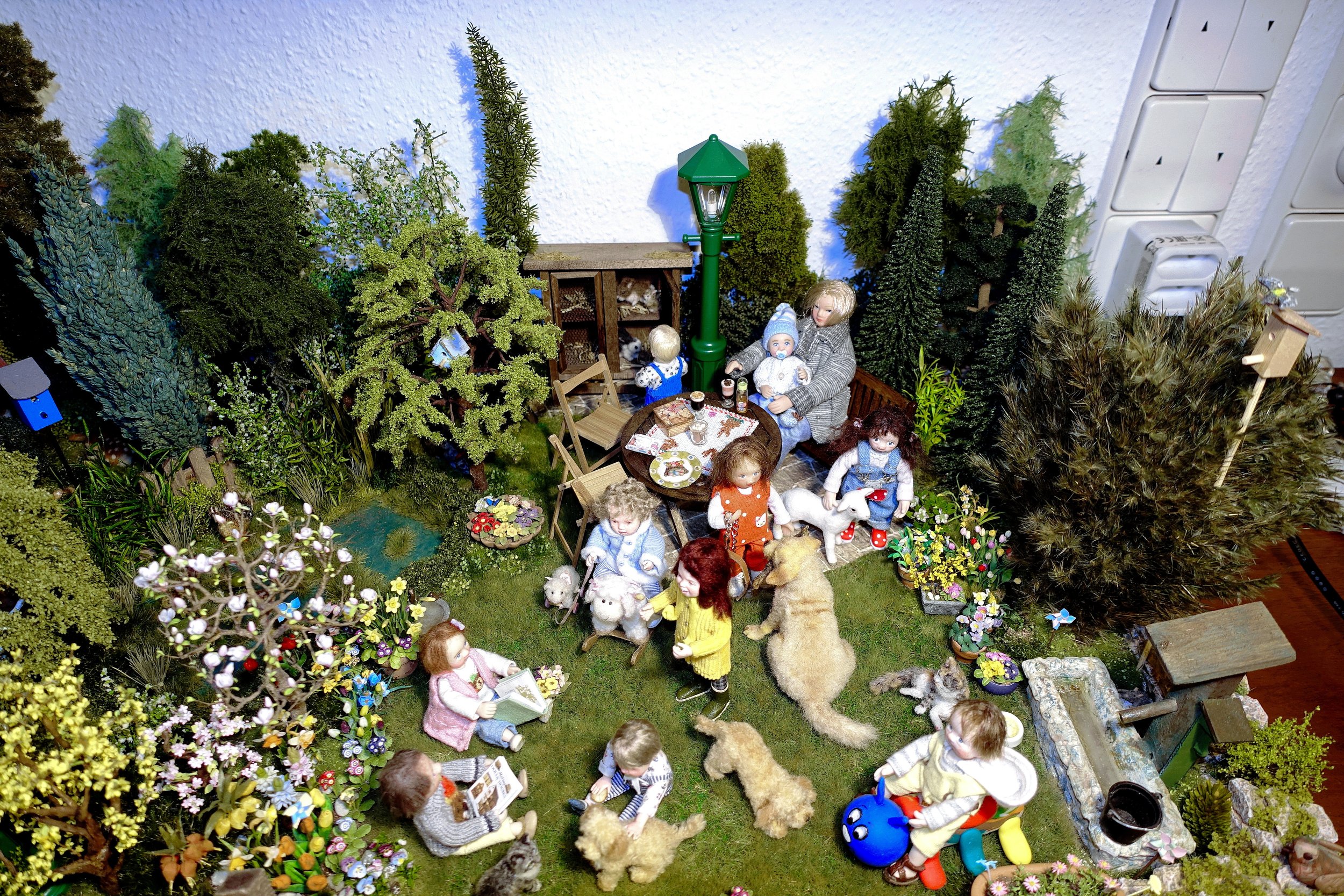 The folding chairs provide extra seating in Margit’s wonderfully detailed springtime diorama.  