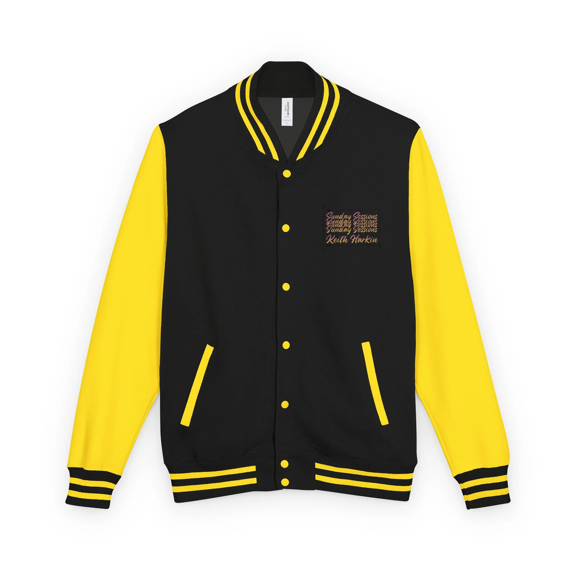 unisex-heavyweight-letterman-jacket-jet-black-sun-yellow-front-6a692f652a407.jpg