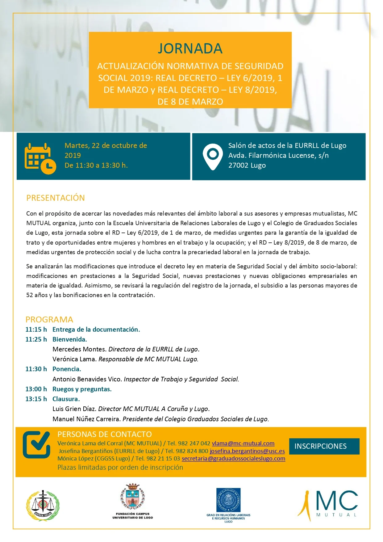 Xornada de actualización normativa de Seguridade Social 2019