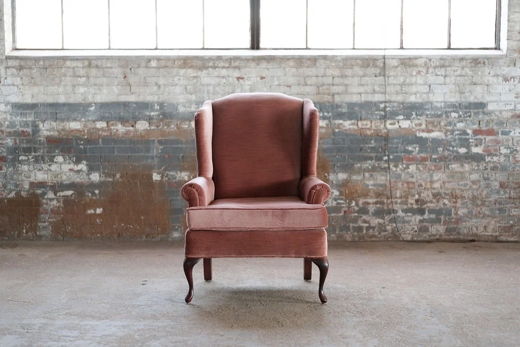 Mary Kay Armchair - Mauve Velvet Wingback