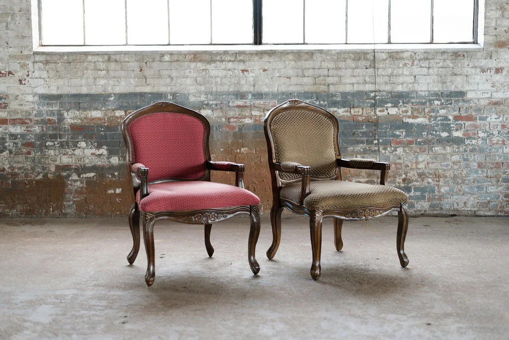 The Emmetts - Armchairs in Burgundy & Gold