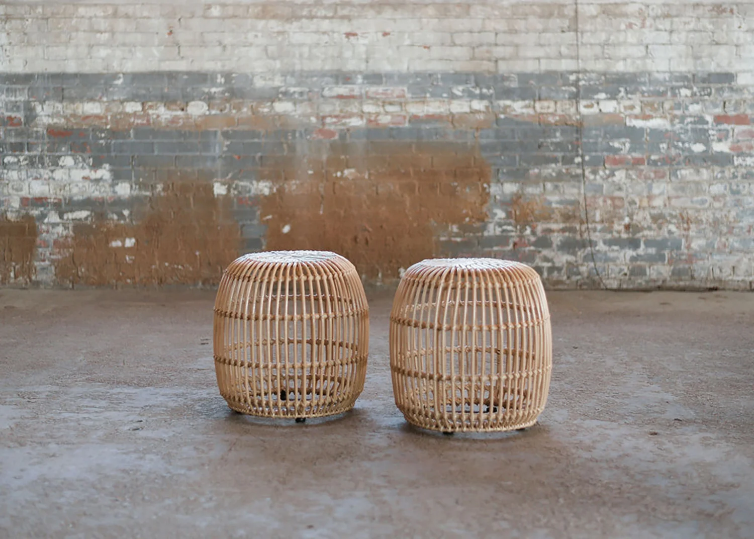 Cane End Tables in Boho Wicker