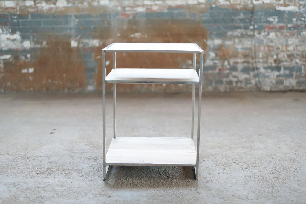 Hemingway End Table - Wood + Silver