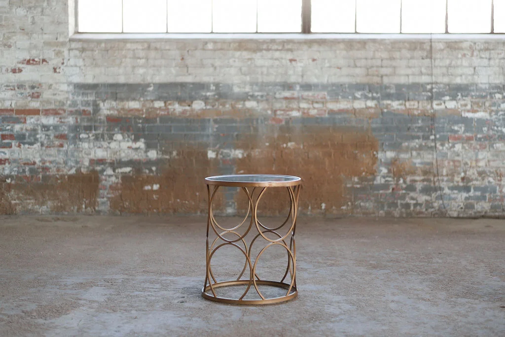 Elise End Table - Copper + Glass