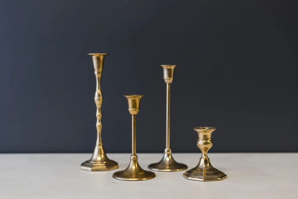 Assorted Brass Taper Candlesticks