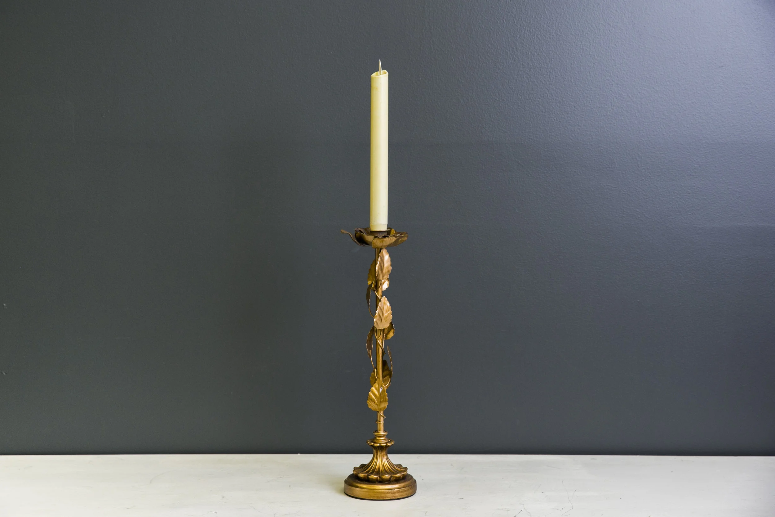 Rose Vine Candlestick Large Gold (with Luminara Taper Candle)