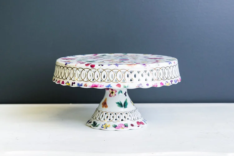 Delilah Cake Plate Stand - Floral Buttlerfly