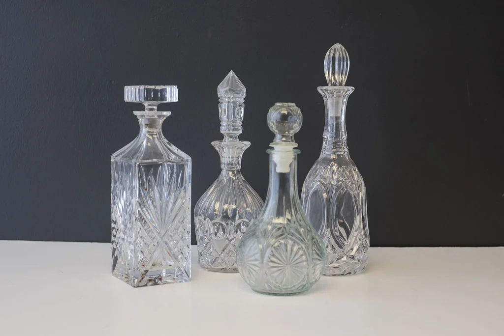 Assorted Vintage Crystal Whiskey & Wine Decanters