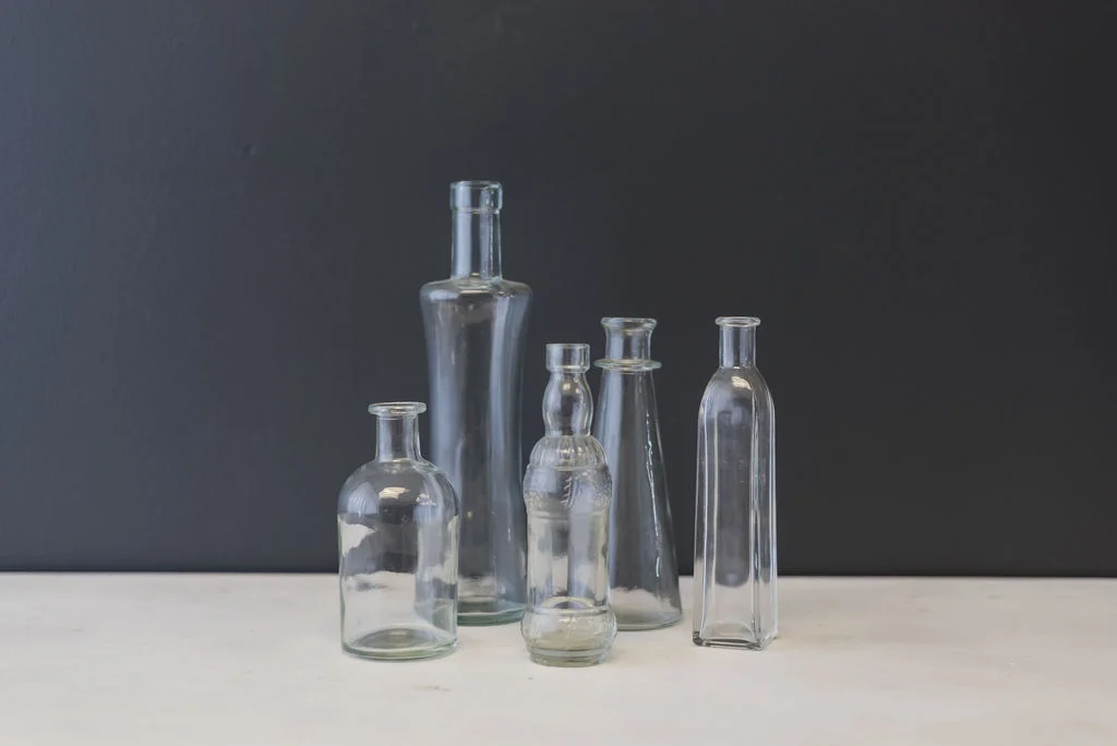 Assorted Clear Glass Bottles