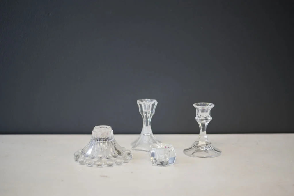 Assorted Glass Vintage Candlestick Holders