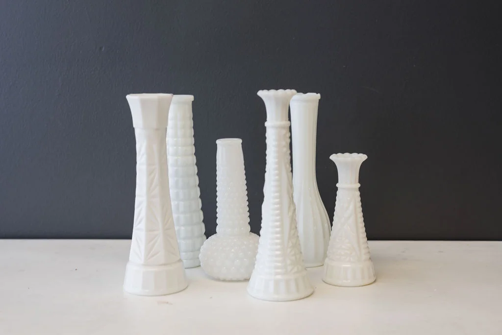 Assorted Vintage Milk Glass Vases