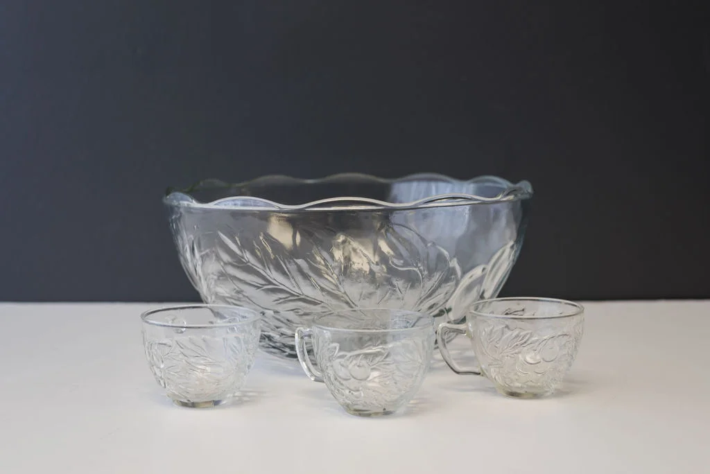 Vintage Cut Glass Punch Bowls with Punch Cups