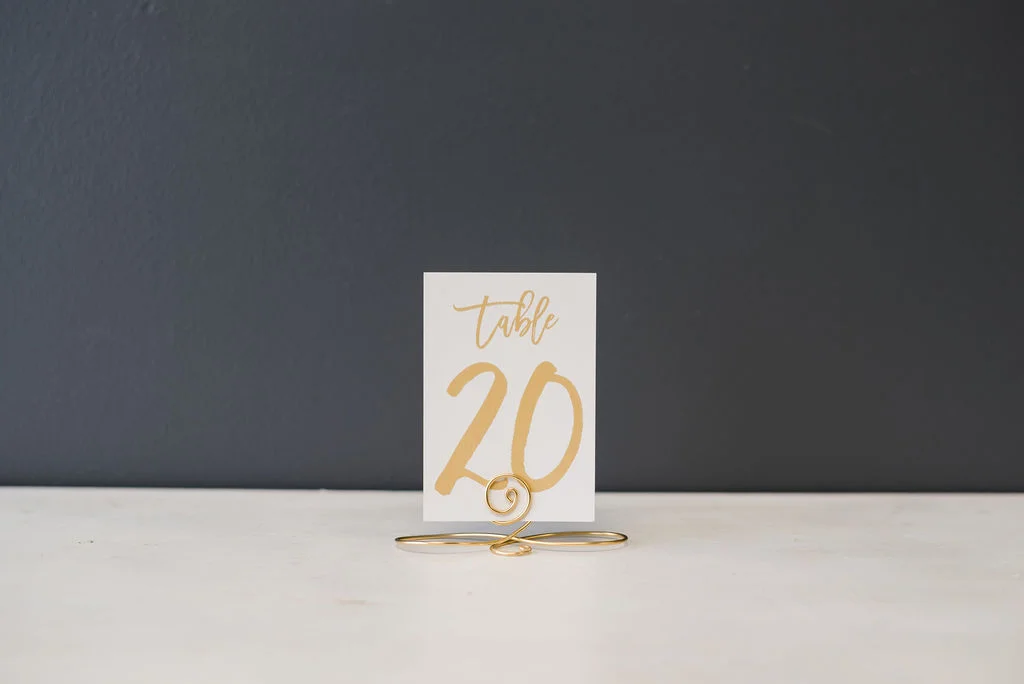 Silver Gold Hand Lettered Table Numbers