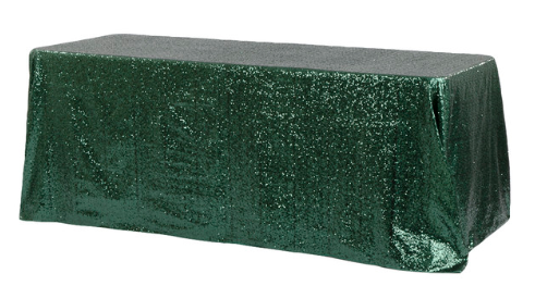 Emerald Green Diamond Glitz Sequin 90x156 Linen