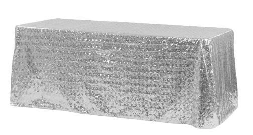Silver Diamond Glitz Sequin 90x156 Linen