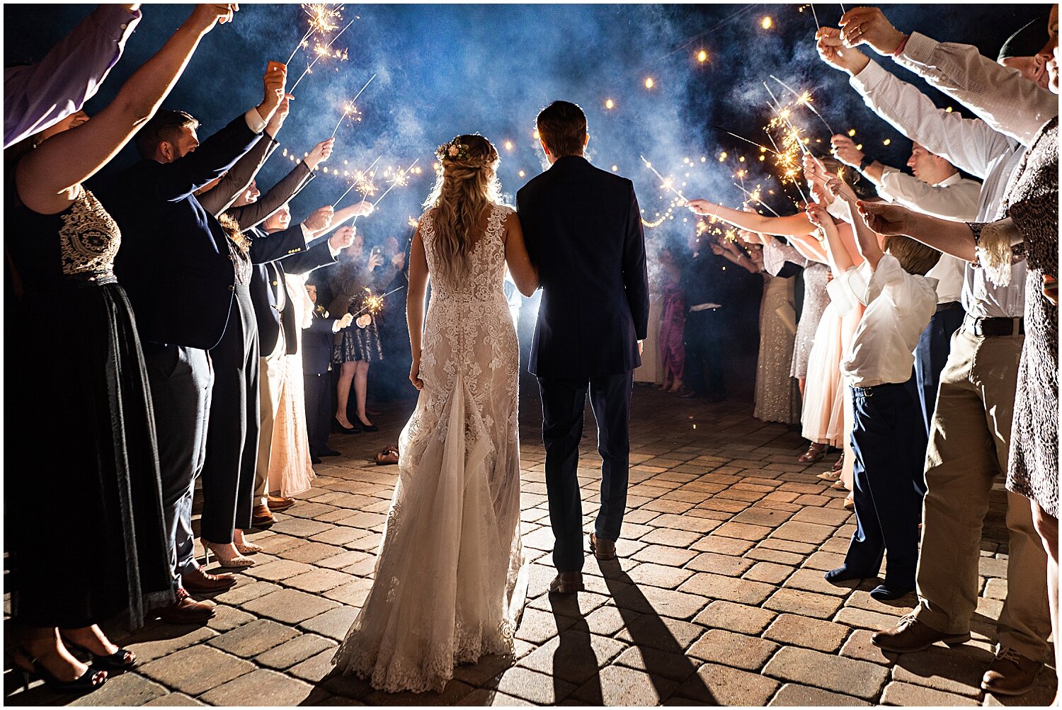  bride and groom’s grande exit with sparklers 