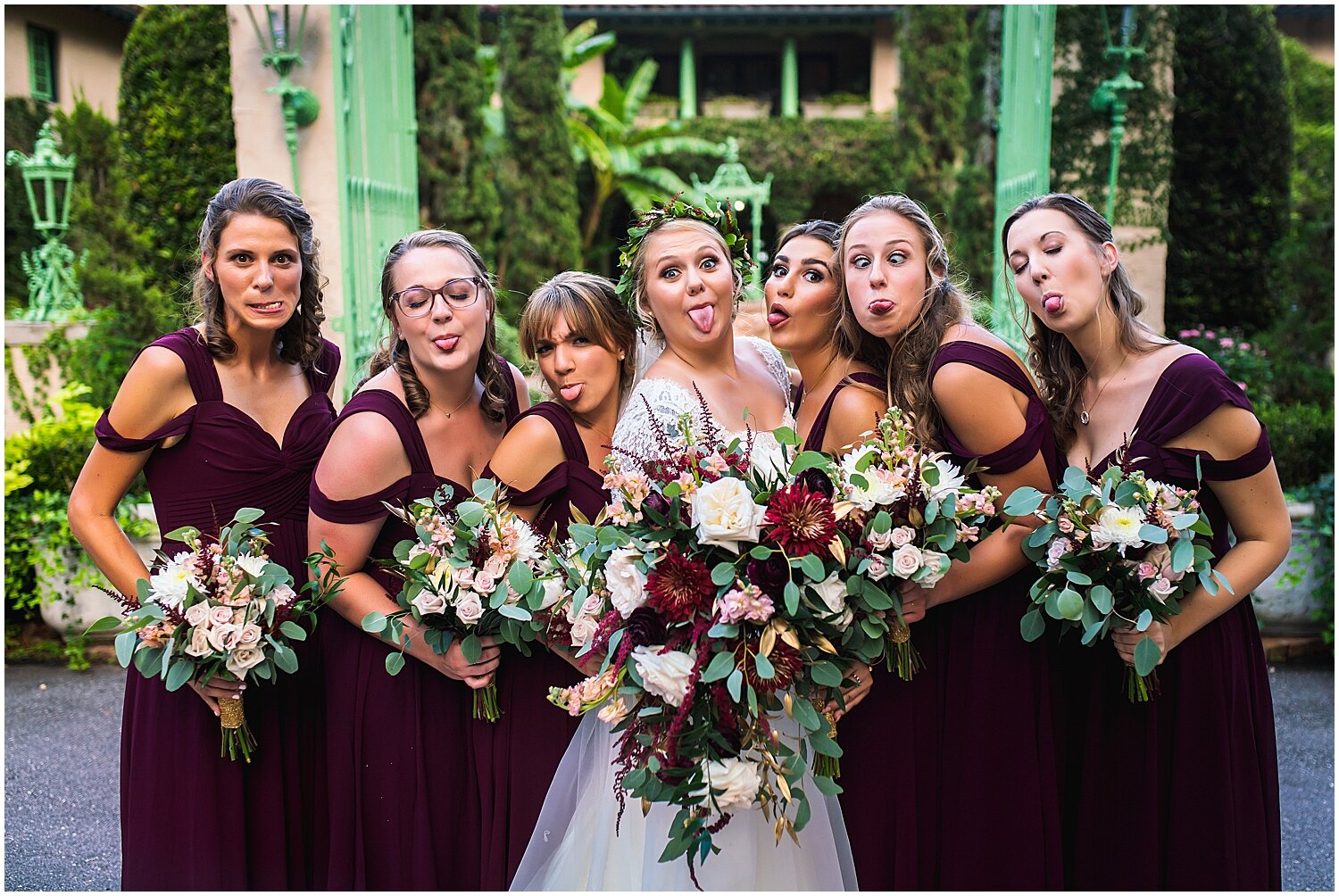  bride and bridesmaids holding their wedding bouquets in Jax 