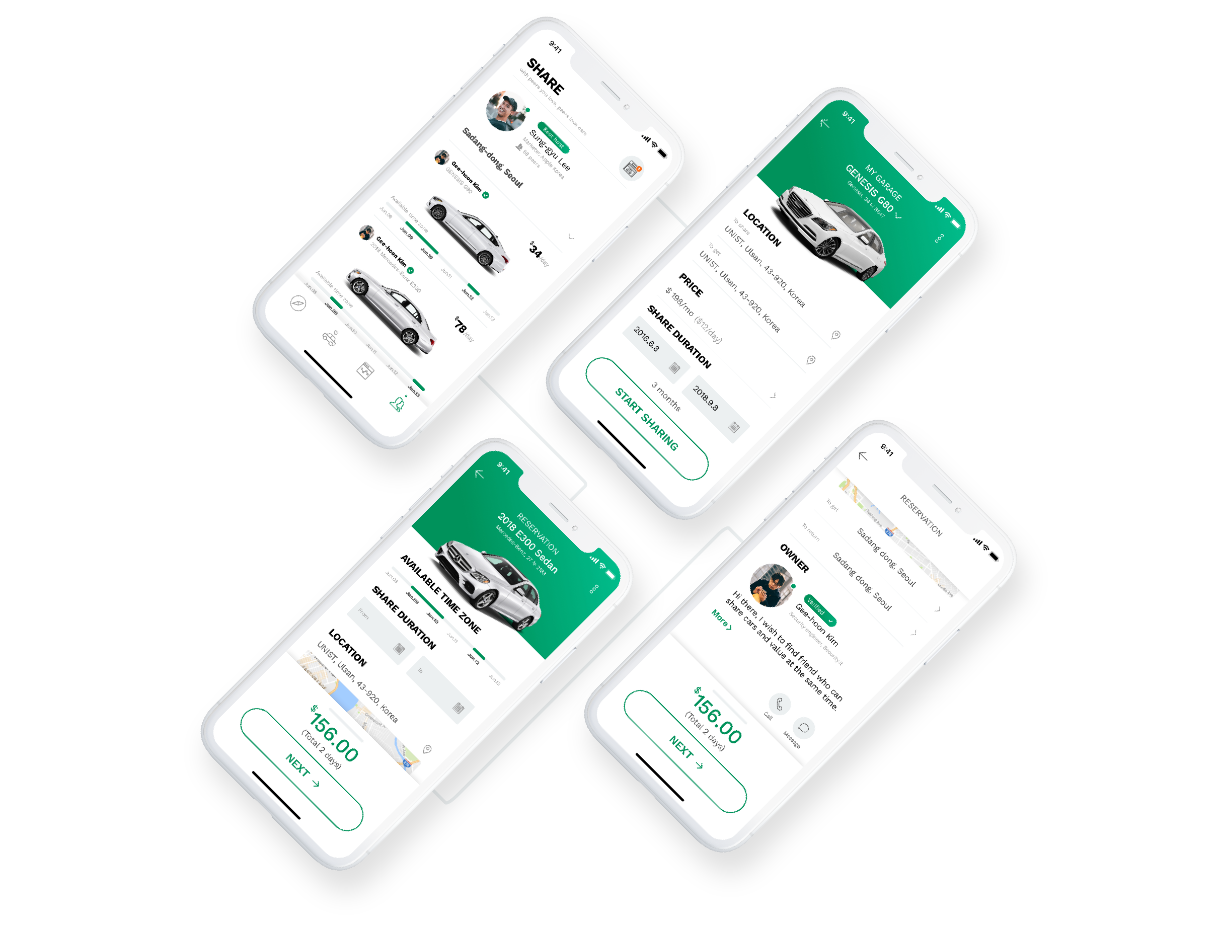   Shared ‘rental’ cars   If necessary, a user can share and rent vehicles with members of a 'closed / trusted community' then experience a variety of vehicles. Even company owners having two or more vehicles can manage their vehicles efficiently thro