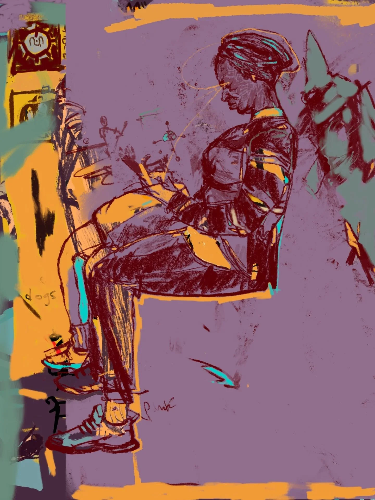 Purple Playa Marly Justine - drawn in Procreate somewhere on the DC metro. Happy Haitian Heritage Month everybody! Buy a copy of the Black Jacobins, read the whole thing, and you'll know more than all your friends about Haitian history!!!