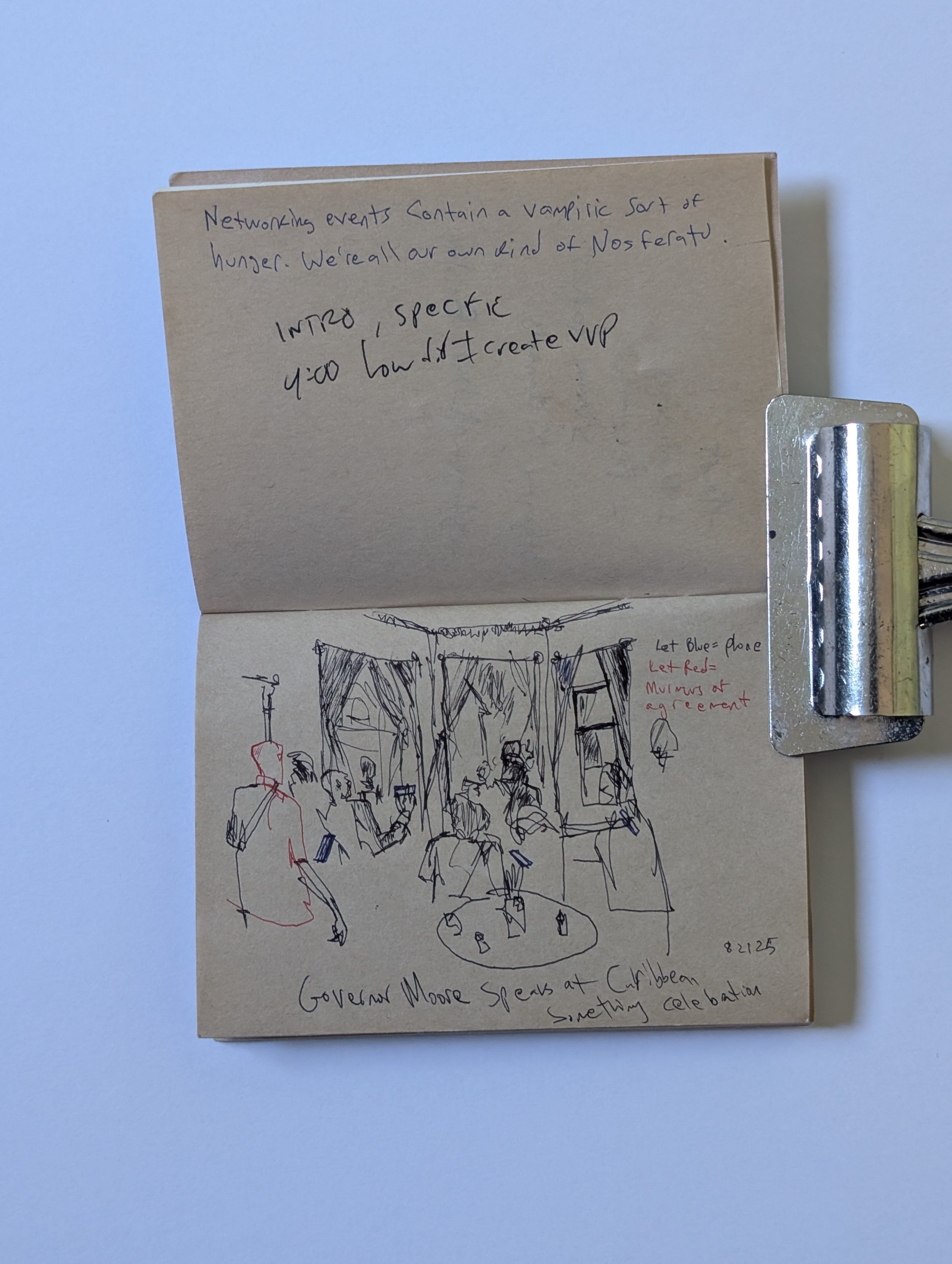 drawing in a sketchbook made at Wes Moore's Caribbean day festival 2025
